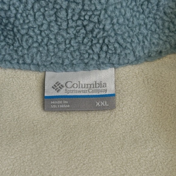 Columbia Lodge Sherpa Fleece Pullover 1/2 Snap Boxy Peach Cream Blue Women's XXL - Picture 6 of 10